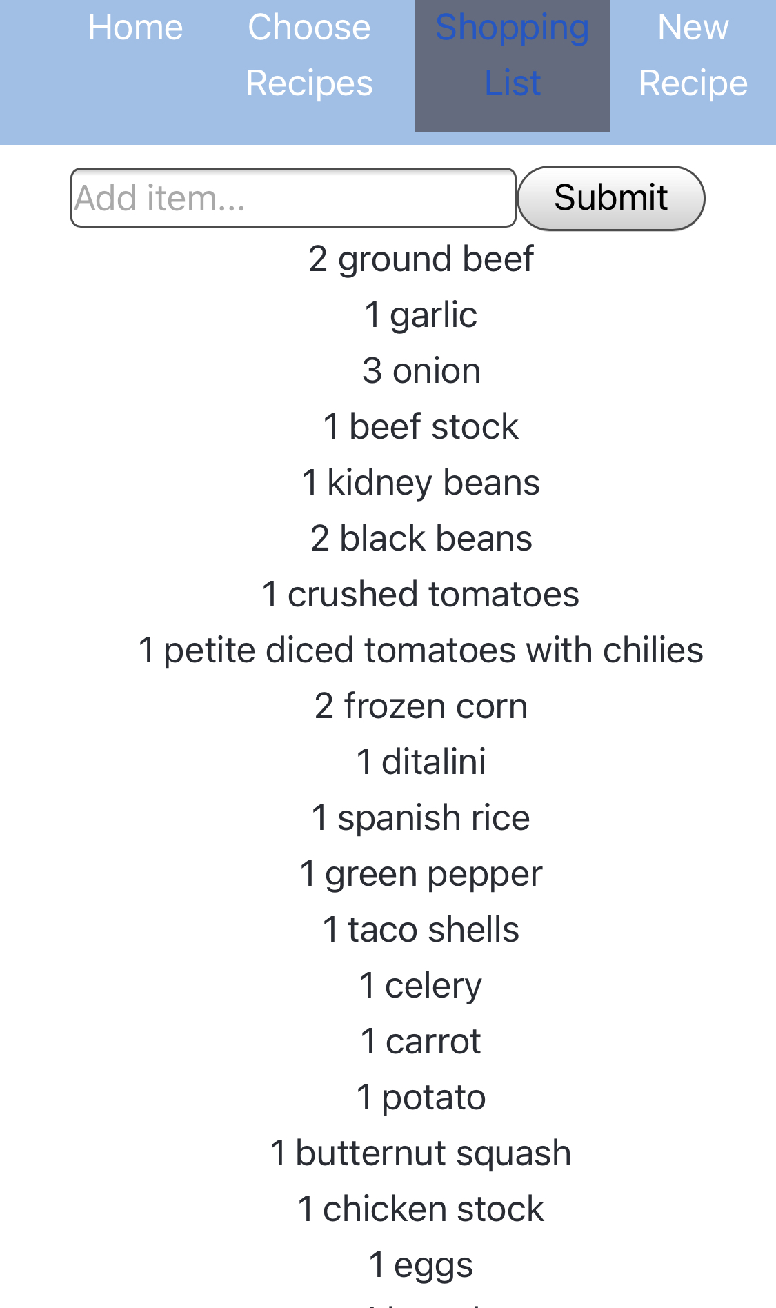 shopping list planner shopping list